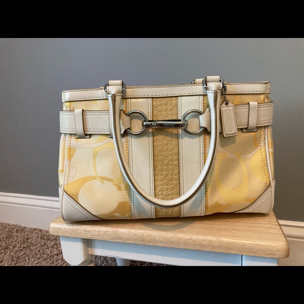 Coach Yellow/Cream  Logo Handbag *
